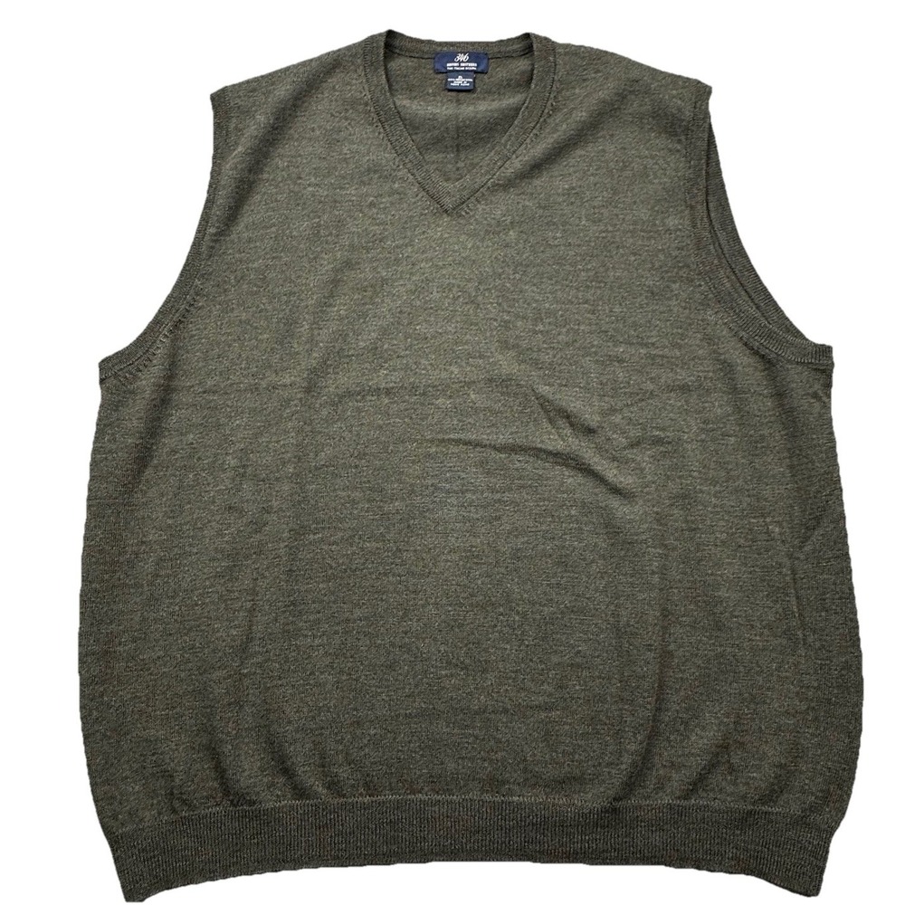 Brooks Brothers 346 Men's Merino‎ Wool Banded Vneck Sweater Vest Size XL Green